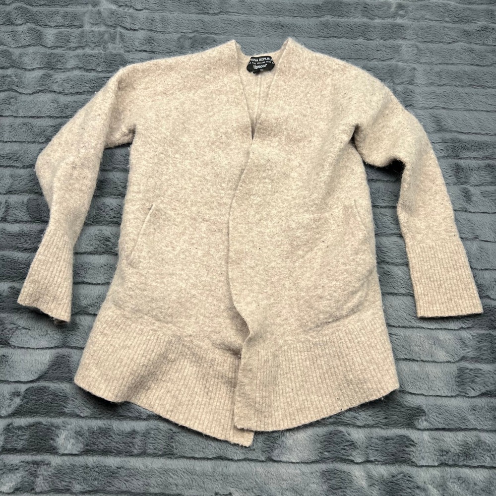 Banana Republic Filpucci Italian Yarn Wool Alpaca Cardigan XL Beige Open Front